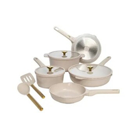Cutlery Pot Set of Kitchen Pots Sets Cooking Salt Pepper Cookware Bbq Pan Accessories Non-stick Utensils Tools 10-Piece Cream