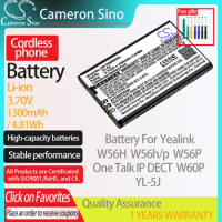CameronSino Battery for Yealink W56H W56h/p One Talk IP DECT W56P W60P fits Yealink YL-5J Cordless phone Battery 1300mAh 3.70V
