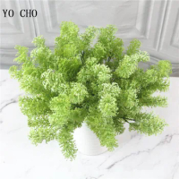 Artificial Outdoor Plant Fake Plastic Pine Grass 7 Branches Plastic Grass Outside Home Garden Office Decoration Fake Green Grass