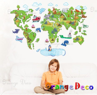 壁貼【橘果設計】世界地圖 DIY組合壁貼/牆貼/壁紙/客廳臥室浴室幼稚園室內設計裝潢