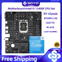 SOYO New B760M 2.5G Classic Motherboard with Intel Core i5 13400F CPU set 10-cores 16-threads USB3.2 M.2 PCIE4.0 for Desktop PC
