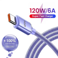 UKGO 6A 120W Type C Cable Super Fast Charging Cable 0.25M/1M/1.5M/2M Quick Charge USB C Cable Charge For Iphone15 Samsung Huawei