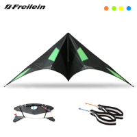Freilein 2 Line Acrobatic Kite Professional 2.34m Stunt Kite Blackjazz Ⅲ Beach Wrist Strap + 2 x 30m x 150lb Spectra Lines + Bag