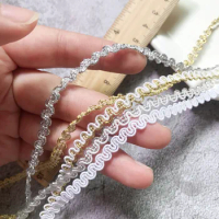 10Meters 5mm Cute Gold Silver Line Mini Dotted Wavy Centipede Belt Lace Trim Clothing Home Textiles Curved Edge Sew Webbing
