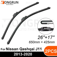 Car Windshield Windscreen Front Wiper Blade Rubber Accessories For Nissan Qashqai J11 26"+17" 2013-2020 2015 2016 2017 2018 2019