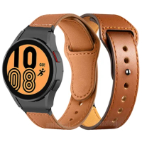 Bracelet For Samsung Galaxy Watch 4 Classic 46/42mm Strap Curved end Genuine leather Watchband For Galaxy Watch4 44/40mm Correa
