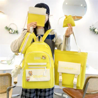 4in1 Set 13-15.6inch Korean Version Simple Large Capacity Handbag Backpack Phone Bag Laptop Bag Case for Kids Student Gift