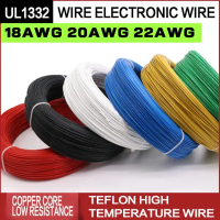 Dây điện PTFE UL1332 18AWG/20AWG/22AWG chịu nhiệt cao, dây cách ly bằng nhựa fluoroplast, dây có điệ