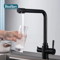 Boonion Matte black SUS304 Stainless steel kitchen faucet Clean water Direct drinking faucet Pull Food Hot and cold faucet