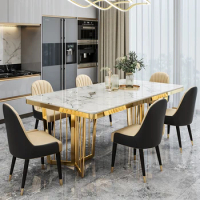Light luxury marble dining table and chair Nordic modern simple rectangular home dining table