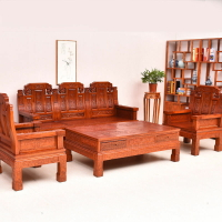 家具 新中式實木雕花沙發組合古典家具客廳羅漢床仿古辦公室榆木沙發