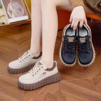Moneyshoes Q555 รองเท้าผ้าใบแฟชั่นสุดฮิต สไตล์มินิมอล หนังนิ่ม น้ำหนักเบา ใส่สบาย ทนทานแข็งแรง หนังเ