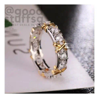 [SG FREE ] Fashion Simple Wedding Couple Inlaid Zircon Rings for Women / Ladies Finger Ring / Popula