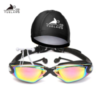 YUELANG Swimming Goggles Swimming cap earplug suit arena Durable Silicone Anti-fog Anti-UV Waterproof adult Professional