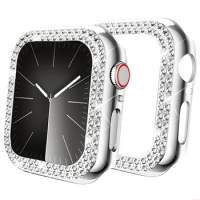 Women's Diamond Protective Case For Apple Watch Series 9 41mm 45mm Bumper Hollow Shell iWatch 8 SE 7 6 40 44mm Cover Accessories