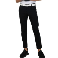 【LE COQ SPORTIF 公雞】高爾夫系列 男款黑色彈性吸汗防曬修身簡約九分褲 QGT8J805