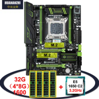 HUANANZHI X79 Super Gaming Motherboard Set with Xeon CPU E5 1650 3.2GHz RAM 32G(4*8G) REG ECC Dual M.2 NGFF/NVMe SSD Slot