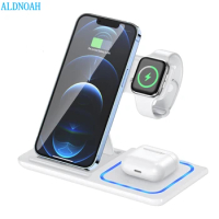 3 in 1 Fast Charging Dock Station Foldable Wireless Charger Stand For iPhone 14 13 12 11 XS XR X 8 Apple Watch 8 SE Airpods Pro