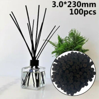 100pcs Natural Rattan Reed Fragrance Diffuser Aroma Sticks 3.0*230mm Non-fire Replacement Refill Sticks Home Aromatic Incense