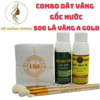 Combo 500 lá dát vàng gốc nước gồm  kèm keo phủ bút chổi dùng cho dát vàng hoa quả Dừa Tết, thạch ca