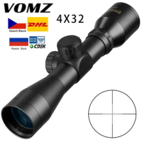 VOMZ 4X32 Optics Rifle Cross Dot Sight Hunting Weapon Riflescope Airsoft Gun Rifle Scope Sight for Shooting AK 47