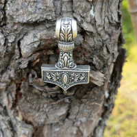 LANGHONG 10pcs Legendary Thor's Hammer Necklace Norse Viking Thor's Hammer Amulet Necklace Talisman 