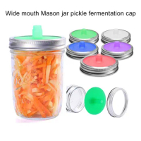 5 Pcs Silicone Fermenting Lid Glass Jar Cover Metal Rings For 87mm Jar Kimchi Pickle Fermented Probiotic Food Sealing Lid