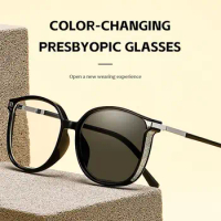 Photochromic Anti-Blue Light Reading Glasses Rhinestone Eye Protection Square Eyeglasses Ultralight Blue Ray Blocking