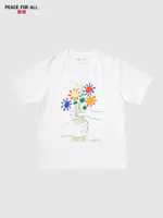 UNIQLO T-SHIRT PEACE FOR ALL Pablo Picasso KERAH BULAT CREW NECK LENGAN PENDEK WHITE M