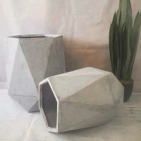 Multiple Diamond Shaped Cement Flower Pots Simple Indoor Flowers Green Plant Pots Outdoor