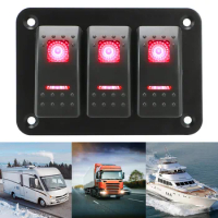 ON/OFF Lights Car Truck Marine Ship Circuit Breaker With Icon Sticker Auto Accessories DC 12V/24V 3 Gang Rocker Switch Panel