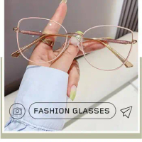 New Cat Ear Photochromic Sunglasses Metal Glasses Frame Fashion Sexy Cat Eye Reading Glasses For Women Girls Eyes Accessori K2U6