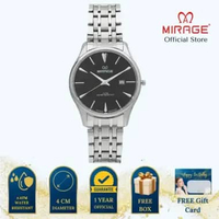 Mirage Jam Tangan Pria Analog 8775 M Silver Original Stainless Plat Hitam