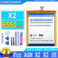 GUKEEDIANZI Replacement Battery for AGM X2 SE, Big Power Battery, Free Tools, Tracking Number, 6550mAh, High Quality