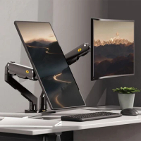 NB G55 Mechanical Spring Arm 27-34 Inch Dual Arc Screen Desktop Monitor Holder 5-16kgs Ultra Wide Monitor Mount with USB Port