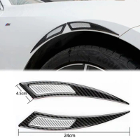 2pcs Black Carbon Fiber Reflective Fender Stripe Auto Wheel Eyebrow ProtectionTrim Anti-scratch Warning Sticker Car Accessories