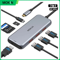 MOKiN 4K HDMI Adapter accessories Docking Station 10Gbps 3 USB 3.1, SD/TF card,100W PD,for MacBook Pro Air M1 M2 USB to Hub