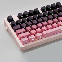 135 Keys Gradient Black and Pink Shine Through Keycaps Cherry Profile Double Shot PBT Keycaps for MX Switches Gamer Keyboard