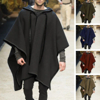 Men's Cape Shawl, Pullover Cape, Loose Casual, Men's Woolen Coat