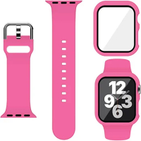 ANTHOUSE Sport Silicone Band and Case with Screen Protector for Apple Watch Series 7 Series 6 SE Series 5 Series 4