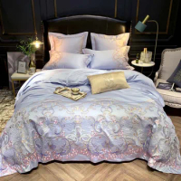 600TC Egyptian Cotton Sateen Stitch Duvet Cover Premium Embroidery Queen King size Bedding set Soft Bed sheet set Pillow shams