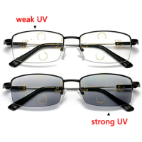Flexible Photochromic Progressive Multifocal Reading Glasses Unisex Anti Blue Light UV Protection Presbyopic Glasses