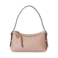 Gucci GG Emblem Small Shoulder Bag Pink Beige Pink