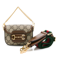 GUCCI 古馳 1955 馬銜扣 迷你郵差包 (老花棕)