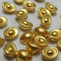 1pcs Pure 999 24K Yellow Gold Women Mini Yuanbao Bead Pendant 0.1-0.2g 7.7x5.5mm