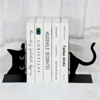 Cute Cat Bookends Metal Bookends Book Holders for Shelves Book Ends Bedroom Library Office School Book Desktop Organizer Gift