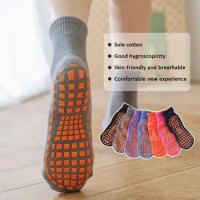 Kids Adults Anti-Slip Sock Cotton Breathable Wear Non Slip Sports Yoga Socks Sweat-absorbent Trampoline Socks Foot Massage