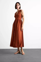 DeFacto V Neck Button Sleeveless Maxi Dress F7453Ax25Hs