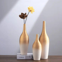 Chinese Style Stoneware Gradient Desktop Vase Ceramics Flower Arrangement Ornaments Home Decorations Vase Retro Hydroponic Vases