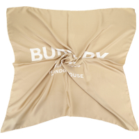 BURBERRY 展示品 淺駝色印花Horseferry絲質圍巾(污痕、勾紗)